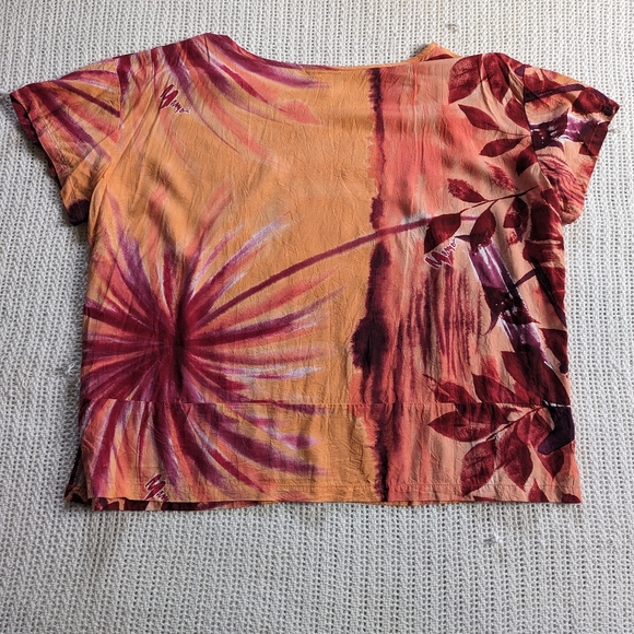 VTG Mamo HOWELL Rayon Floral Orange Blouse Top Women's Plus Size 2X Made Hawaii - Picture 2 of 8